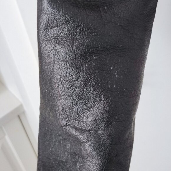 Motorcycle rider leather jacket men's size L / XL black skull pattern on back - Picture 9 of 12